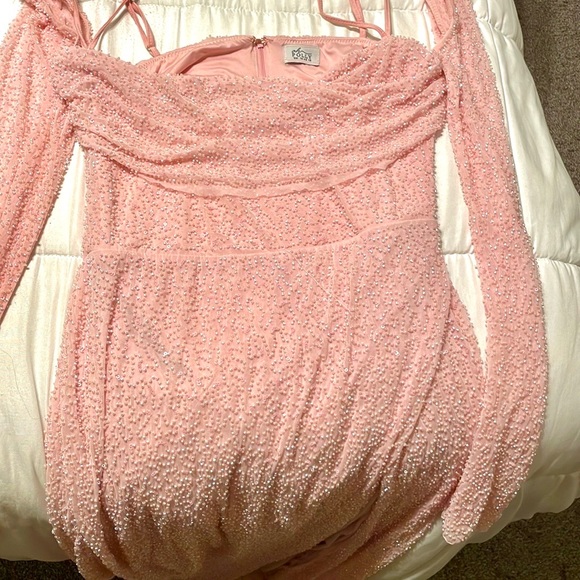 Embellished Cowl Neck Maxi Dress in Blush US 12 - Picture 4 of 4